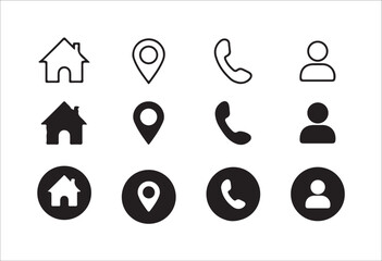 Fototapete - Contact us icon vector isolated on white background.business cards Icon set.  home phone location address web icon set. vector illustration eps 10.