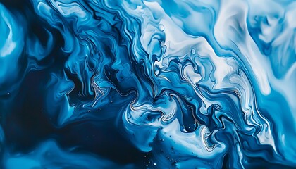 Poster - Abstract blue acrylic painting on canvas, perfect for modern art concepts or as a vividly textured wallpaper.