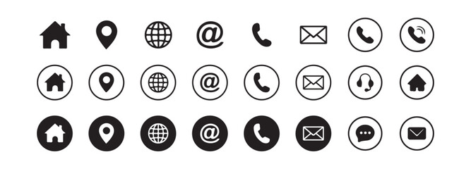 Fototapete - Contact us icon vector isolated on white background.business cards Icon set.  home phone location address web icon set. vector illustration eps 10.