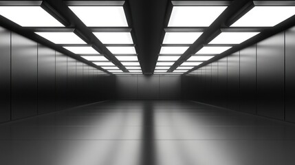 Poster - Modern minimalist interior with bright lighting and reflective floor