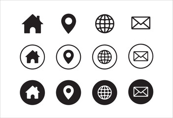 Fototapete - Contact us icon vector isolated on white background.business cards Icon set.  home phone location address web icon set. vector illustration eps 10.