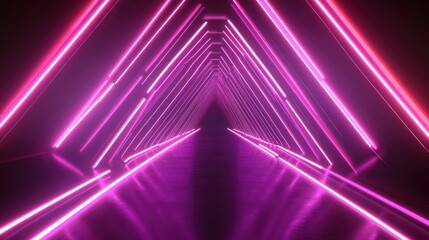 Aufkleber - Futuristic neon-lit corridor with vibrant pink lights and reflections