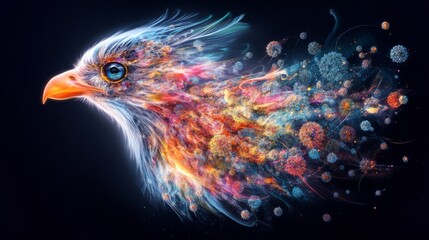 Poster - Fractal-based artwork showcasing a colorful eagle in vibrant motion