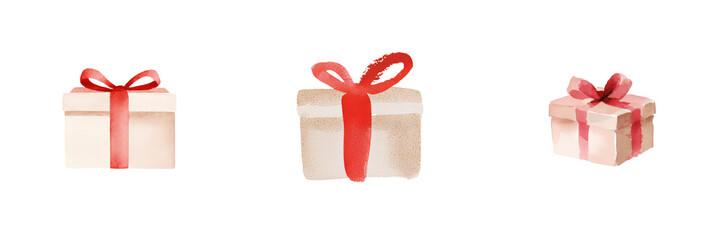Poster - The watercolor illustration features a gift box prominently displayed on a white isolated background