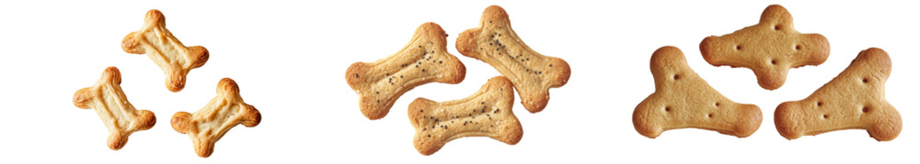 Poster - From a top view, a serving of dog food molded into the shape of a bone is shown against a plain white background