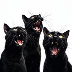 Naklejka na meble Vertical greyscale closeup shot of a black cat with cute eyes