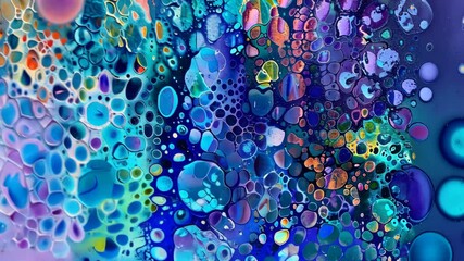Poster - Artist showcases the process of creating a dynamic abstract piece with vivid colors and intricate shapes, emphasizing fluid techniques