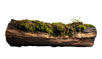 Poster - A close-up of green moss growing on tree bark, set against a plain white background