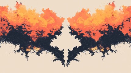 Leinwandbilder - Abstract fiery orange and dark blue fractal art