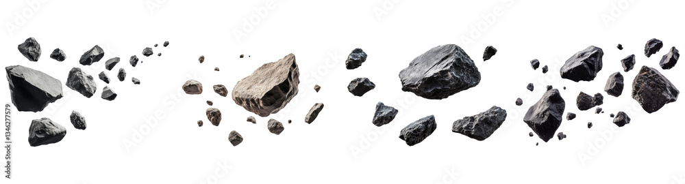Scattered Rocks Background Scattered black and gray rocks isolated on transparent background Stock ...