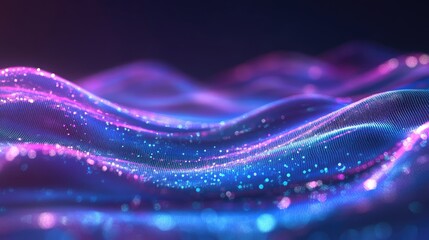 Poster - Vibrant Abstract Waves with Sparkling Brilliant Colors in Motion