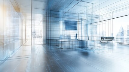 Poster - Futuristic Office Design Featuring Advanced AI Systems for Immersive Workspaces