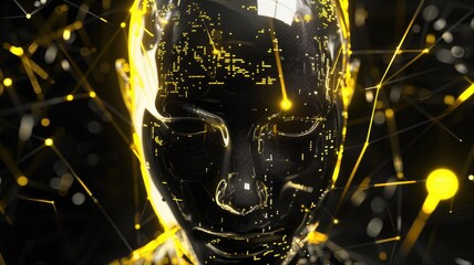 Poster - A stunning illustration of a futuristic artificial intelligence figure, combining digital elements and sleek design to represent innovation and technology.
