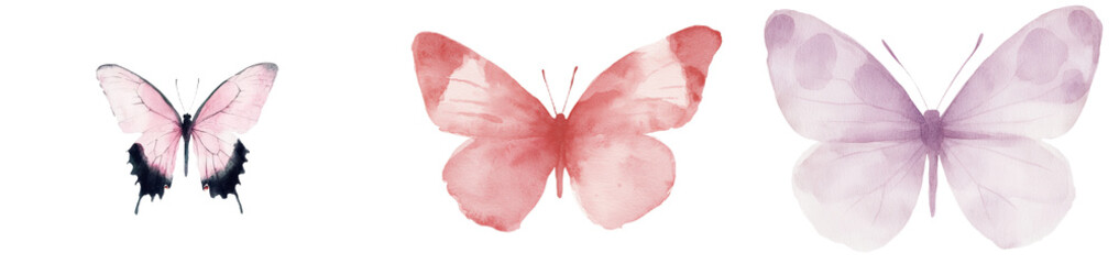 Poster - An isolated white background provides the setting for a bright pink butterfly in this acrylic painting art