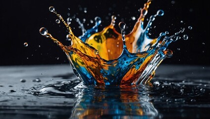 Wall Mural - Color splash from water droplet impact in a studio, dynamic art concept