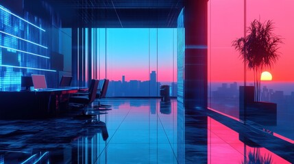 Poster - Futuristic Office with AI Systems for Optimizing Meeting Environments