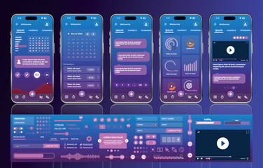 Poster - a sleek fitness app interface template featuring responsive design elements, including dashboards, c