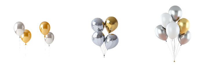 Aufkleber - Isolated on a transparent background is a golden and silver balloon made with generative AI