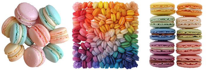 Poster - Generative ai created macarons in rainbow colors isolated on a transparent background