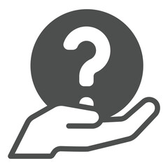 Poster - question mark ball in hand solid icon, family psychology concept. vector graphics. ask bubble in han