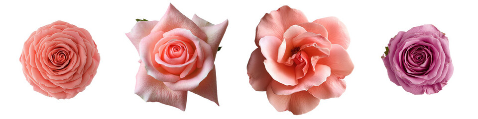 Poster - Transparent background featuring isolated pink roses made with generative ai’ becomes ‘Isolated pink roses on transparent background made using generative ai technology