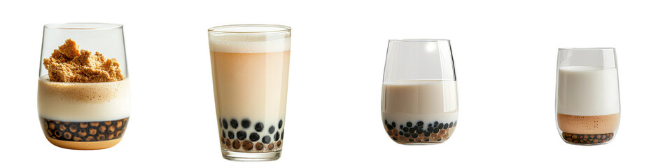 Poster - Isolated on a transparent background is a bubble milk tea, produced by Generative Ai technology
