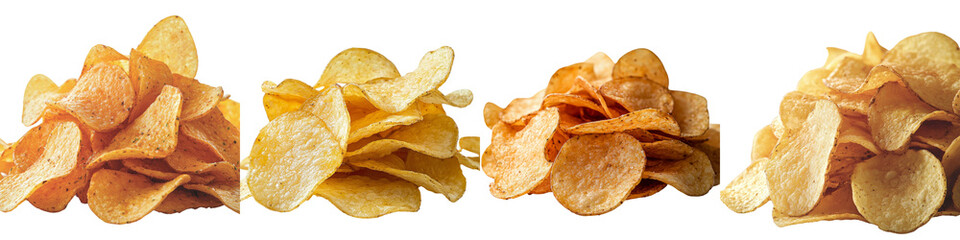 Aufkleber - Potato chips on transparent background produced by stock generative ai