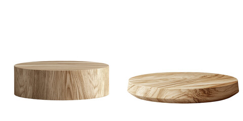 Aufkleber - Wooden podium pedestal with a pattern for product display isolated on transparent background made using Generative Ai
