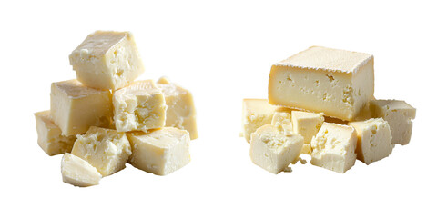 Poster - On a transparent background, a lone block of tofu is generated using stock