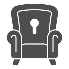 Fototapete - Psychologist chair with keyhole solid icon, family psychology concept. Vector graphics. Armchair with key hole sign on white background, glyph style icon for mobile or web design.