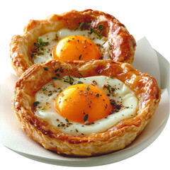 Poster - A solitary egg tart is set against a transparent backdrop, created using Generative Ai