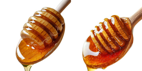 Poster - On a transparent background, a dipper is shown with honey dripping from it, made using Generative Ai