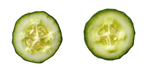 Poster - Generative Ai has produced an image of an isolated fresh cucumber slice on a transparent background