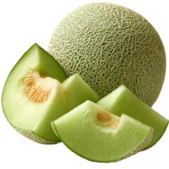 Poster - The image features a solitary green melon set against a transparent backdrop, produced by Generative Ai