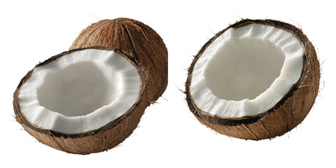 Poster - Stock has created an image of an isolated coconut half positioned on a transparent background