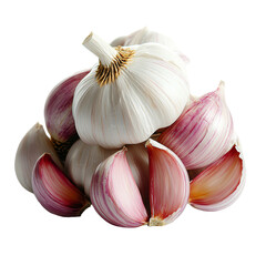 Poster - Isolated peeled garlic on a transparent background created by Generative Ai