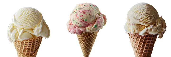 Poster - On a transparent background, a single ice cream cone stands isolated, the result of Generative Ai