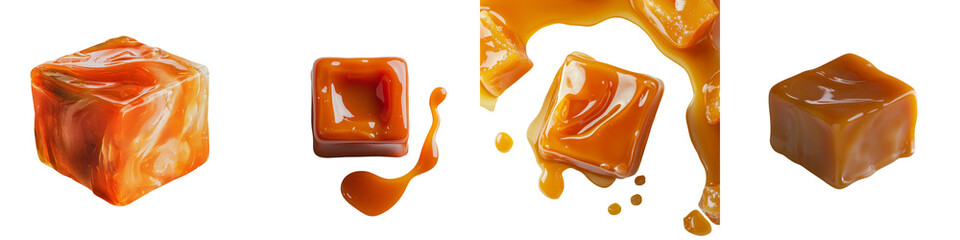 Poster - On a transparent background, caramel is depicted in isolation, a product of Generative Ai