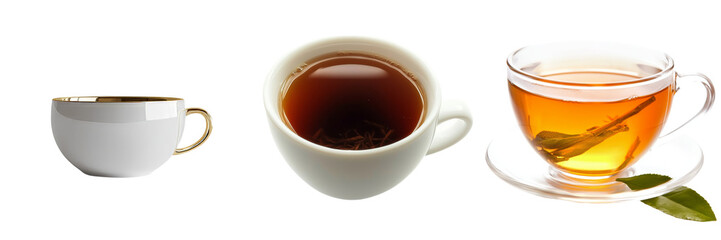 Poster - On a transparent background, a cup of tea is shown in isolation, generated by stock