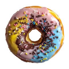 Poster - Generative Ai created an isolated image of a Chocolate Sprinkle Donut on a transparent background