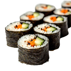 Aufkleber - A sushi roll is depicted in isolation on a transparent background, created using Generative Ai
