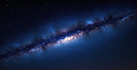 Beautiful cosmic scene of a galaxy with bright stars and glowing clouds in deep space, featuring a creative celestial background. Ai generative