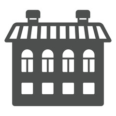 Poster - two storey house with small and large windows solid icon, real estate concept. vector graphics. cott