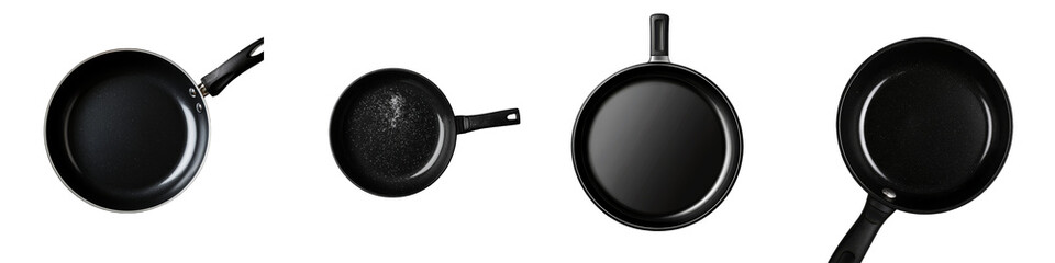 Aufkleber - On a transparent background, a black frying pan is depicted in isolation, a product of Generative Ai