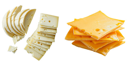 Poster - An image of isolated sliced cheese on a transparent background was generated using Ai