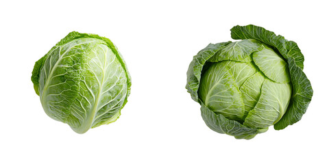Poster - On a transparent background, an isolated green cabbage is displayed, a creation of Generative Ai