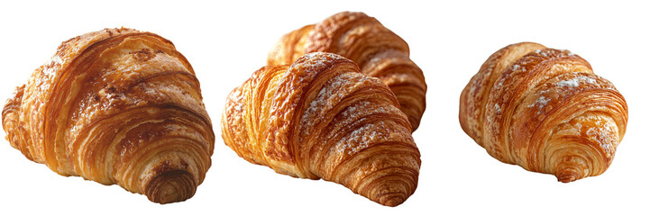 Poster - Isolated on a transparent background is a delectable fresh croissant, made possible by Generative Ai