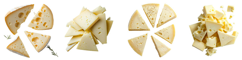 Aufkleber - Cheese slices on transparent background produced using Generative Ai technology