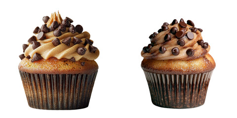 Poster - Generative Ai has created an image of a chocolate muffin cake standing alone on a transparent background