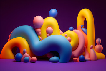 Fototapete - a colorful swirly shapes and objects
